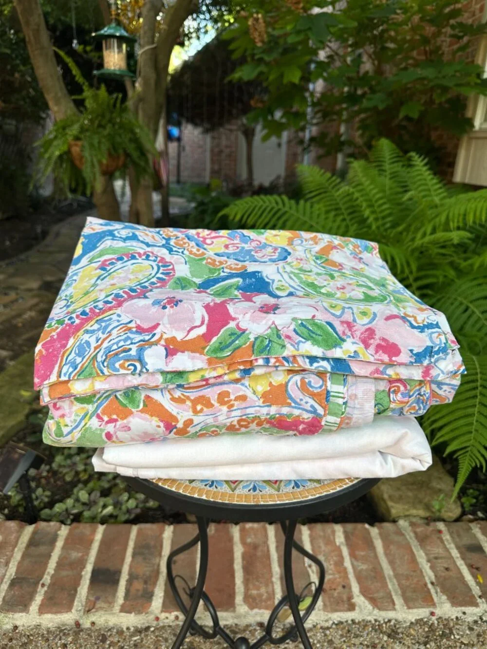 Vtg Y2k Ralph Lauren Springdale Full Duvet Cover Skirt Pillow Cases Set